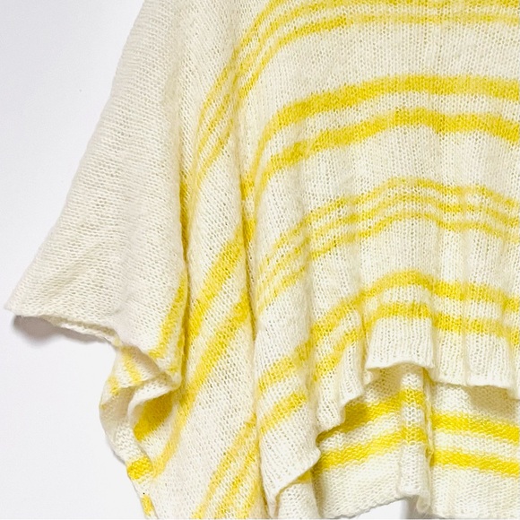 Wooden Ships Anthropologie Poncho Sweater Mohair Wool Blend Yellow Stripes S M - Picture 9 of 12